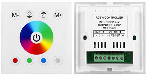 BAFOVY Interrupteur Mural à Bande LED, Contrôleur de Variateur RGBW, Panneau Tactile Capacitif, 3 Canaux, Design Moderne pour l'éclairage de la Maison et du Bureau (WHITE)