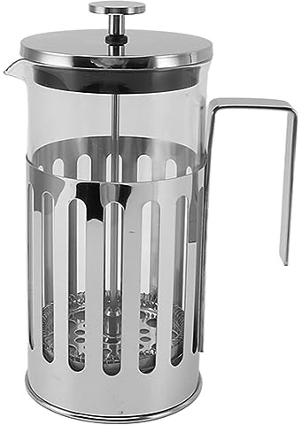 EOJDDPA de prensa francesa Vidrio de alto borosilicato Acero inoxidable 304 Olla de preparación resistente al calor para el hogar Camping Viajes Fácil de usar (1000ML Plata)