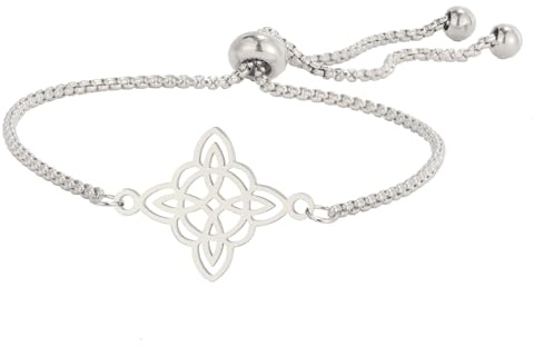 Amaxer Bracelet avec nœud de sorcière pour femme - Amulette vintage - Avec perles - Chaîne en forme de boîte