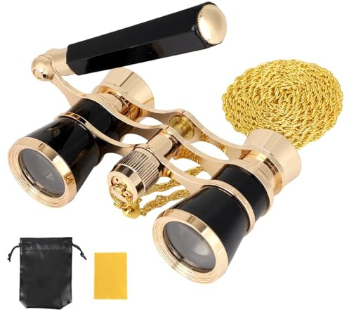3X25 Opera Glasses, Compact Mini Theater Binoculars with Adjustable Handle and Chain Portable Vintage Theater Binoculars for Women Adults Kids Concerts Cinema Musical Events