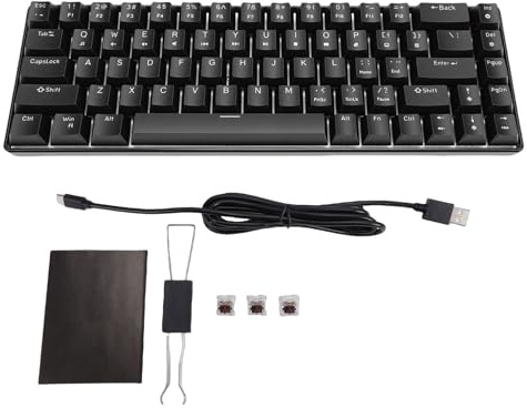 Gugxiom Mechanische RGB-Gaming-Tastatur mit 68 Tasten, Hot-Swap-fähige Tastatur mit Braunem Schalter, Kabelgebundene Kompakte für PC-Spiele, RGB-Hintergrundbeleuchtung