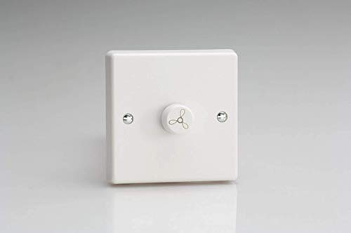 Varilight - 1 Gang 1 Way 250 Watt Fan Regulator Classic White Plastic White Fan Knob - HQ10
