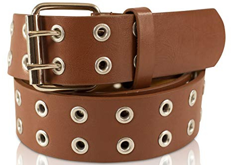 SCAMODA Doppelloch Nietengürtel mit Leder für Damen und Herren, Ösengürtel, versch. Farben, Größen, Breiten