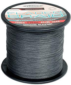 Fladen Maxximus Braid, geflochtene Schnur, Grau, Länge 1200m, extrem Abriebfest, UV-beständig, stark, dünn, geringe Dehnung, 100% PE-Fasern (grau 1200m - 0,28mm - 20kg, 1200)