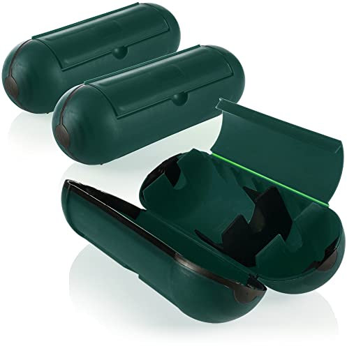 com-four® 3x Scatola di protezione per collegamenti a spina, scatola a prova di spruzzi per collegamenti a spina di cavi, Ø 7 x 21 cm (verde)