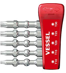 VESSEL Impact Ball Torsion Bits Assort X50 5PC with MAG Charge Holder (T10/T15/T20/T25/T30) (IBMG50K002)