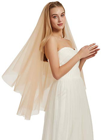 Double Layer Tulle Bridal Veil 2 Tier Sheer Wedding Veil with Comb