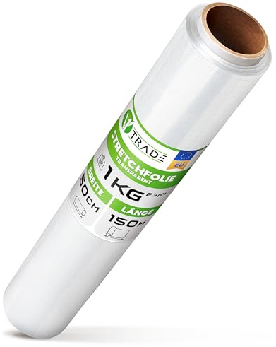 V1 TRADE Stretchfolie Transparent – Strechfolienrolle zu je 1 kg
