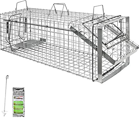 Petigi Animales Humane Trampa Jaula Captura Ratones Ratas Conejos Topos Martas Castores Tejones, Dimensiones/Modelo:Heavy 2 (102 x 34 x 34 cm)