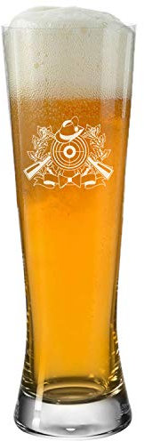Deitert Leonardo Weizenglas 0,5l Bionda mit Schützenlogo – Bierglas mit Gravur und Schützenlogo, Biergläser mit Teqton Qualität, Weißbierglas und Weizenbierglas