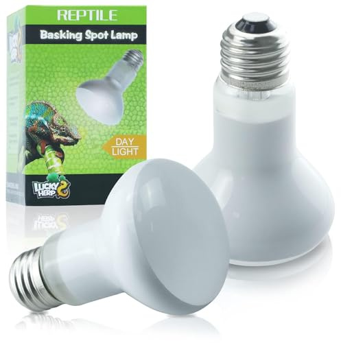 LUCKY HERP Reptile Heat Lamp Bulb, 2 Pack 50W Basking Spot Light for Tortoise D3, E27 Reptile Basking Lamp for Lizard, Snake, Chick, Dog
