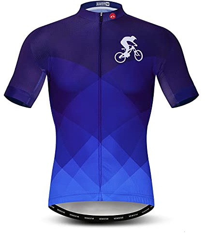 Herren-Fahrradtrikot, Oberteil, Bike-Shirt, kurzärmelig, durchgehender Reißverschluss, XX-Large