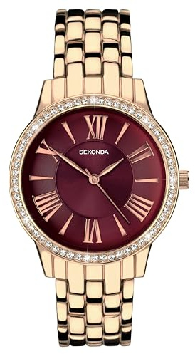 Sekonda Charlotte Womens Analogue Watch 33mm dial | Mineral glass crystal, folding clasp, dual-texture dial, ion-plated case