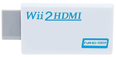 JILM Wii to HDMI Adapter, Wii to HDMI Converter, Wii to HDMI 1080P 720P 60hz Connector Output Video & 3.5mm Audio - Support Games TV Projector All Wii Display Modes - White