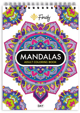 Finoly Mandalas Malbuch für Erwachsene Enstpannung und Stressabbau | Mandala Buch für Erwachsene A4 | Premium Papier Spiralbindung (Tag, Band I)