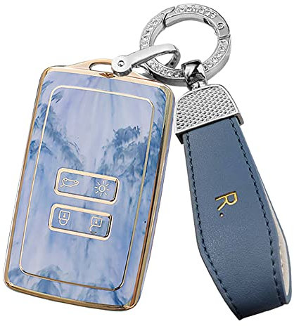 ontto Autoschlüssel Hülle Passt für Renault Megane 4 Clio Arkana Zoe Arcan Kadjar Espace Scenic Passt für Dacia Sandero Duster TPU Schutzhülle Schlüsselhülle Schlüsseletui Schlüsselanhänger-Blau C