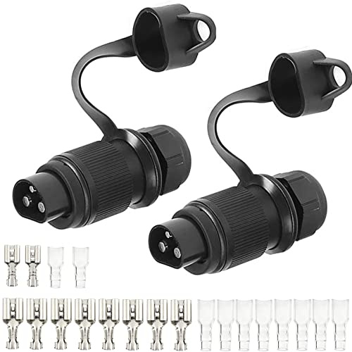 AGRISHOP Fiche Remorque 3broches 12v,2 pièces Fiche Attelage 3 pin Mâle avec Spade Connecteurs Isolant Sleeve Prise 3 Broches Male pour Agricole Véhicule Voiture Porte-vélo,Prise d'attelage Male