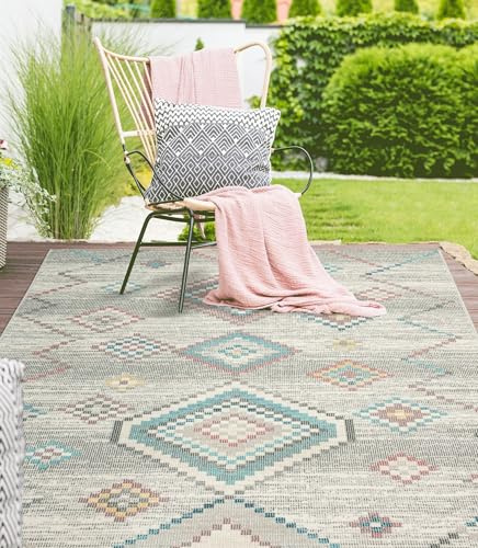 the carpet Palma - Outdoor Teppich wetterfest – Balkon Teppich, Terrasse & Garten – UV-beständig, pflegeleicht, Indoor Outdoor Teppich, Creme, 240 x 340 cm