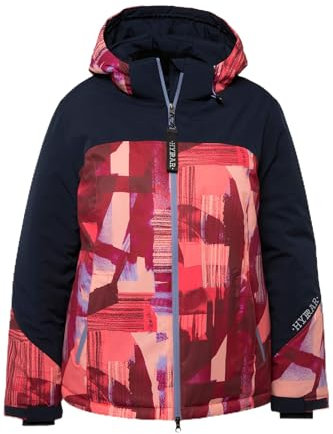 Ulla Popken Damen Funktionsjacke, Skijacke Abstrakter Druck, wasserdicht Jacken, Marine, 50-52