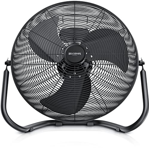 Brandson - Macchina del Vento - L’Originale Ventilatore da Pavimento - Diametro 50 cm - 3 Velocitá - 160W di Potenza Max - Molto Potente – Tutto in Metallo Total Black - Nero Opaco