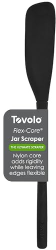 Tovolo Silicone Jar Spatula Long Handled Rubber Scraping Scooping Tool for Peanut Butter Jam Jelly Jars Blenders, Easy Reach Extra Long Flex Core Silicone Jar Scraper Dishwasher Safe BPA Free, Black