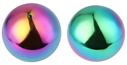 Gogogmee 2stücke Edelstahl Gartenkugel Regenbogen Spiegelkugel Hohlkugel Für Dekoration Bunte Metallkugeln Für Garten Und Innenräume