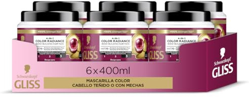 Gliss - Mascarilla para pelo teñido o con mechas - Ultimate Color - 6uds de 400 ml (2.400ml) – Gama protectora color