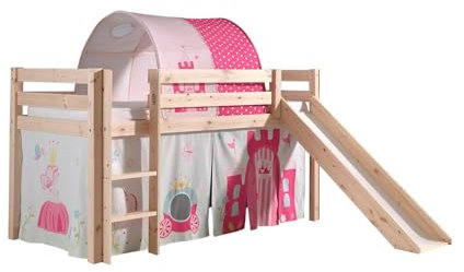 möbelando Spielbett >Pino< in Kiefer massiv Natur - 210x114x106 (BxHxT)