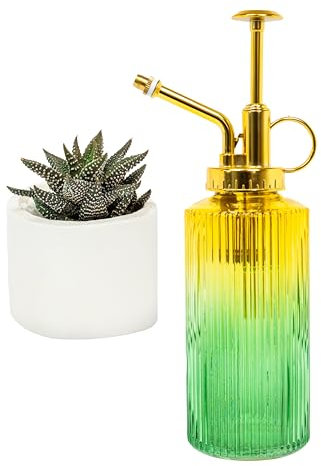 Useful Co. Yellow & Green Glass Plant Mister for inside, Mister for Plants, Plant Sprayer Mister, Decorative Plant Mister Spray Bottle with Adjustable Nozzle for indoor plants (230ml/ 7.8oz)