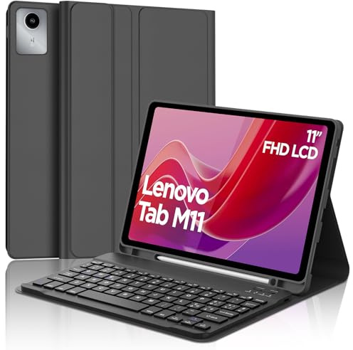 IVEOPPE Cover Tastiera per Lenovo Tab M11 11 Pollici 2024 TB330FU/TB330XU | Keyboard Magnetico Staccabile, Italiano QWERTY, Custodia Tastiera Bluetooth Senza fili con Portapenna, Nero