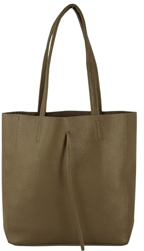 modamoda de T253 Damen Leder Henkeltasche mit Innentasche, handmade in Italy