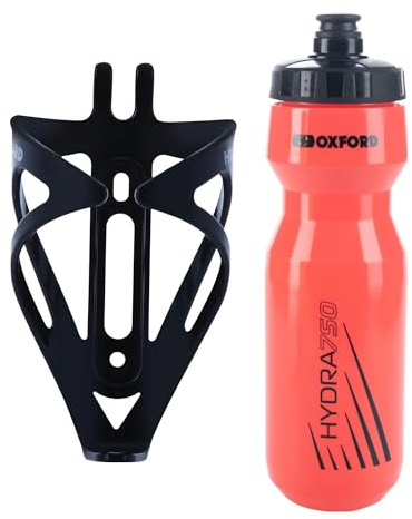 Oxford Bike Bottle Holder and 750ml Red BPA-Free Water Bottle Set - Durable Matt Black Cage, Universal Fit for Road and Mountain Bikes, Easy Install - Perfect for Outdoor Cycling and Hydration