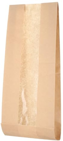 sourcing map 50 bolsas de papel para pan con ventana para pan casero, bolsas de almacenamiento largas para panadería o hornear alimentos, 4.3 x 1.5 x 23.6 pulgadas, color marrón