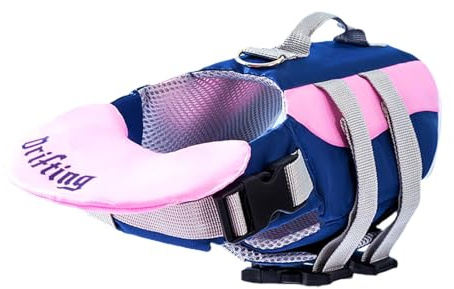 Gilet di galleggiamento per cani, regolabile, per cuccioli | Costume da bagno salvagente ad alto galleggiamento, con maniglia di salvataggio per cani, per piscina e spiaggia