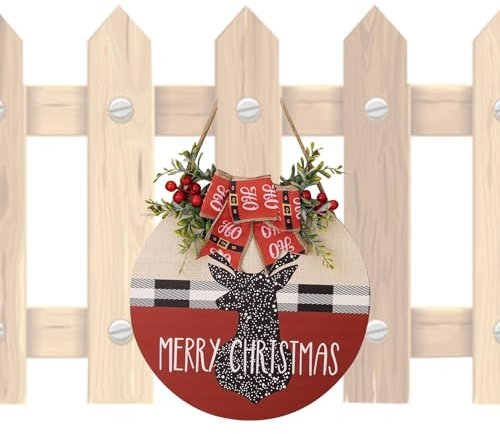 Türhänger Weihnachten aus , Weihnachtskränze für Haustür - Türschild aus rustikalem rund, Weihnachts-Türdekorationen | Rustikale runde Holzkränze, Wandaufhänger, Deko