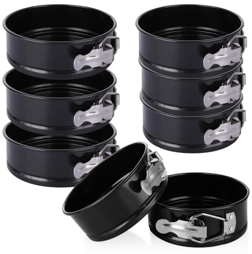 GBACHOOSE 8 Pcs Cake Tins for Baking, 4 Inch Mini Springform Cake Tin Set with Removable Bottom, Non-Stick Small Cheesecake Tins for Pie, Cheesecake, Pizzas, Quiches