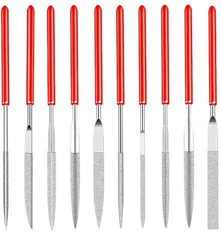 Treki 10 Stück Mini Feilenset Diament Nadelfeilen Set 3x140 MM Entgrater 3D Druck Mini Nadelfeilensatz für 3D Drucker Modellbau, Klein Schlüsselfeilen Set Mini Feilen Set