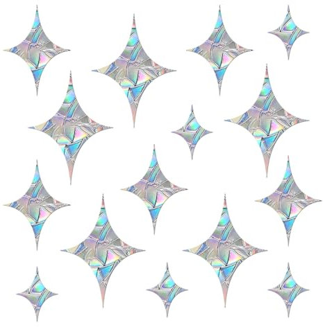 39 Stück Prisma-Fensteraufkleber für Vogelschläge, Anti Kollisions Aufkleber, verhindern, dass Vögel in Fenster fliegen, Stern-Stil