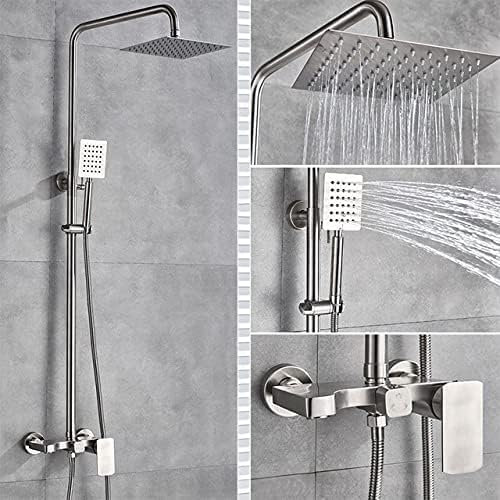 KFTLDYZL Juego de Ducha de Lluvia Grande Cepillado 304 para baño, Mezclador de baño, Grifo de Ducha de Agua fría y Caliente, montado en la Pared, Estilo D, Estilo B