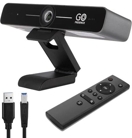 GoPresence Compact Smart 4K Conference Camera, Ultra HD 120° Wide Lens, Auto-Framing, Noise-Cancellation Mics, 20ft Pickup, Easy USB Connectivity, Video Conference Camera for Zoom, Teams, Google Meet