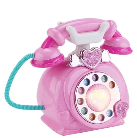 Telefono giocattolo con cavo per bambini: giocattolo di simulazione interattivo con suoni e musica | Telefono fisso con cavo, divertente citofono elettronico per bambini piccoli, ragazzi e ragazze,
