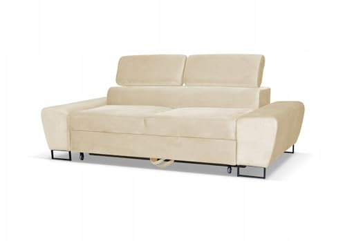 Family Meble Sofa, Modell Bosso, Modernes Veloursofa, Zweisitzersofa, Relaxsofa, Loungesofa, Fernsehsofa, Bequemes Sofa, Rückenlehne verstellbar, Für Wohnzimmer, Esszimmer, Schlafzimmer, Beige