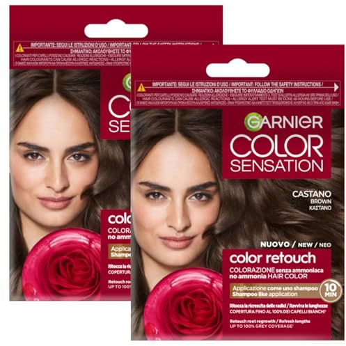 Garnier Color Sensation Retouch Retouch für das Haarwachstum ohne Ammoniak in nur 10 Minuten (Kastanie, 2 Einheiten)