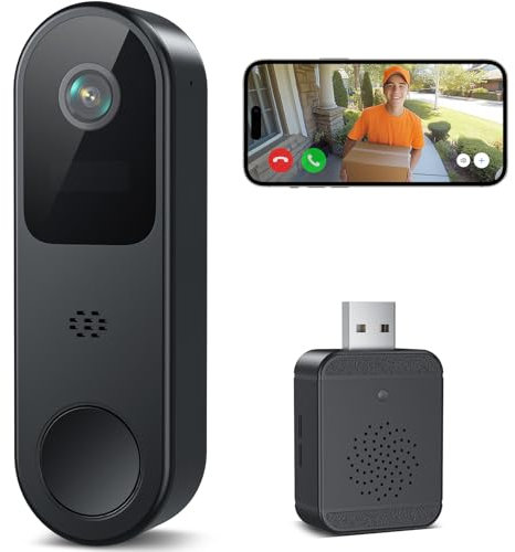 Belleye Campanello Senza Fili con Fotocamera, 2K HD Videocitofono WiFi da Esterno con Suoneria Rilevamento Umano PIR, Allarme Immediato, Audio Bidirezionale, Visione Notturna, Impermeabile IP66
