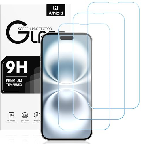 Whioltl Lot de 3 films protecteurs d'écran pour iPhone 16/iPhone 15/iPhone 15 Pro [6,1 pouces], film en verre trempé transparent HD, haute transparence, sans bulles, protection contre les chocs