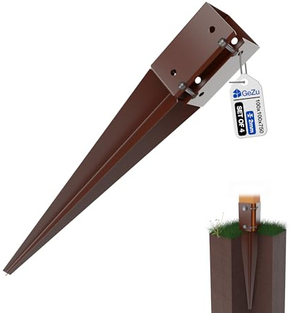 GeZu Impex Swift Clamp Drive In Post Support 100 x 100 x 750 mm Powder Coated Set of 4 Ground Spike Anchor Fence Post Holder Drive Down Spike Clamp