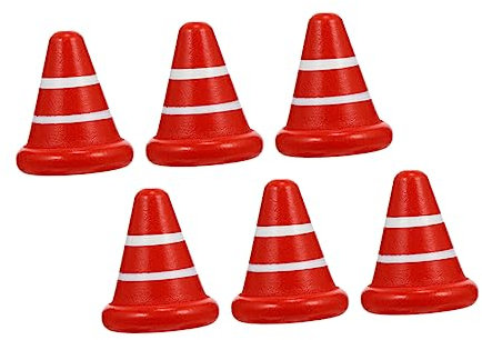 HEMOTON 2 Sätze Verkehrszeichenspielzeug Kleiner Verkehrskegel Straßenkegel Minikegel Kleine Farbige Zapfen Hölzern Rot 6 Stücke * 2