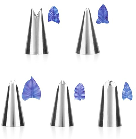 lasuroa 5 Stk Blatt Spitzen, Edelstahl Torten Spitzen Zuckergussherstellung Tortendekoration zum Backen für Cupcakes und Plätzchen