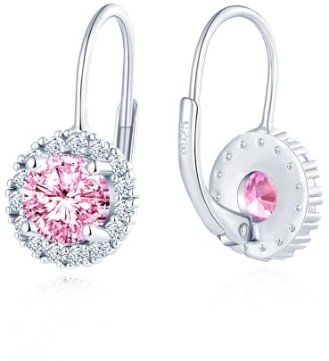 MICGIGI Pendientes de aro de plata de ley 925 para mujer, redondos, circonitas, pendientes colgantes