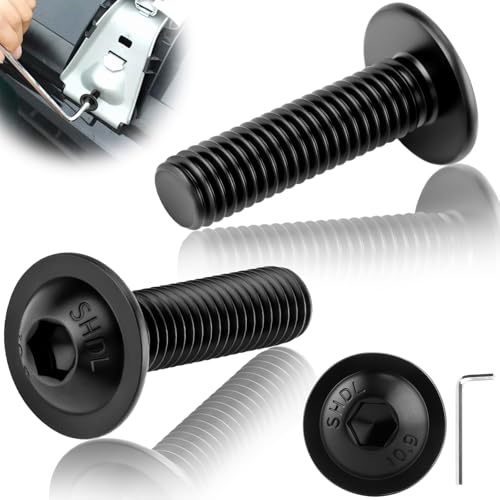 sturiz 40 stycken linshuvudskruvar M6 x 40 mm, skruvar, svart med fläns, sexkantsrunda, platta huvudskruvar, gängade skruvar, helgängade, insexnyckel för bordsben, fordonstillverkning